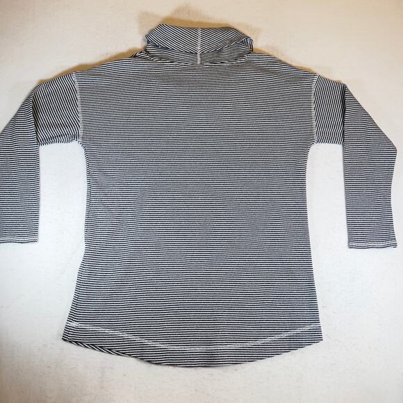 J. Jill Knit Turtleneck Top Woman's Medium Black/ White Weave Cotton Blend - Picture 3 of 16